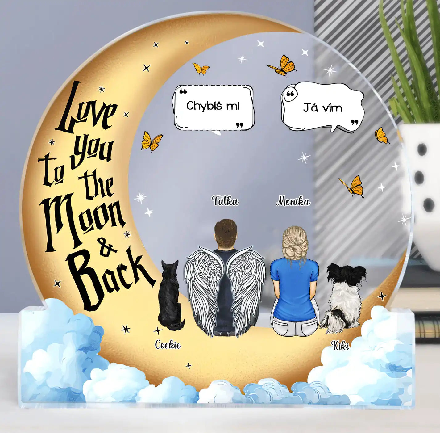 Akrylový plak - Love you to the moon and back - Až 6 mazlíčků - Climo.cz