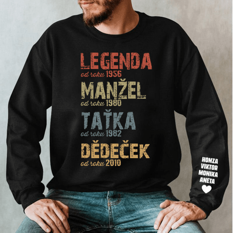Hoodie - Legenda Manžel Taťka Dědeček - Až 10 dětí - Climo