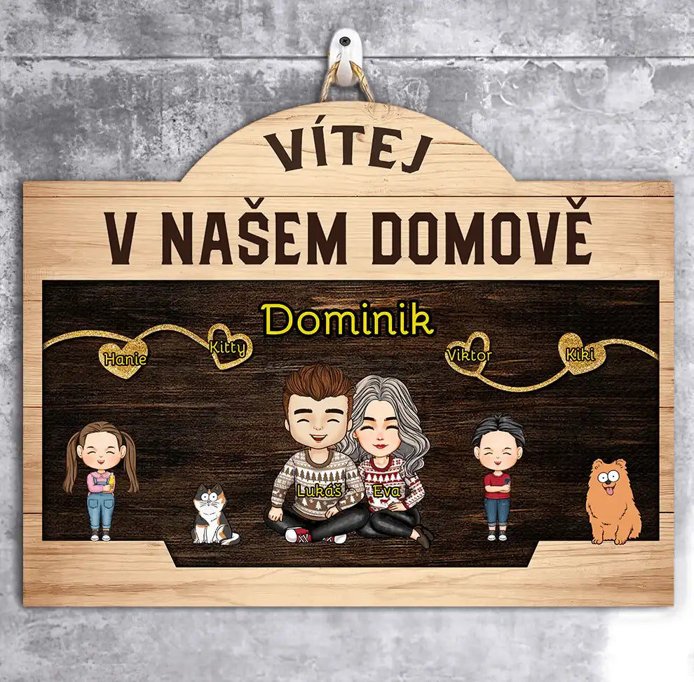 Dřevěná cedule na dveře - Domov je tam, kde jsme spolu 2 - Climo.cz