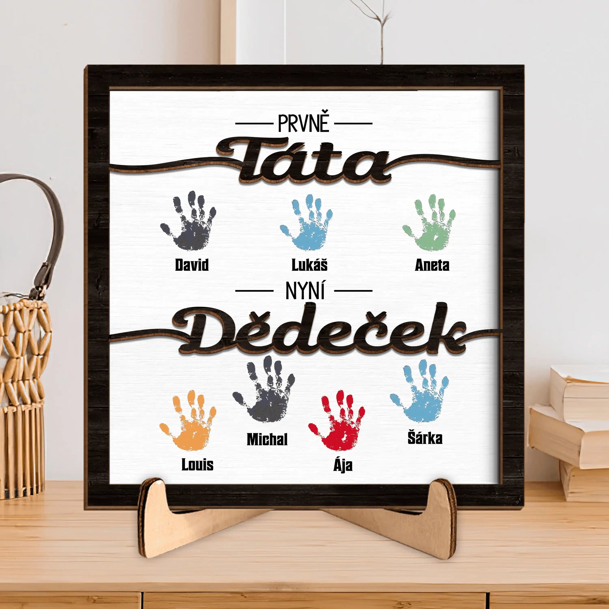 Dřevěná deska - Prvně Táta nyní Dědeček 2 - až 8 vnoučat - Climo.cz