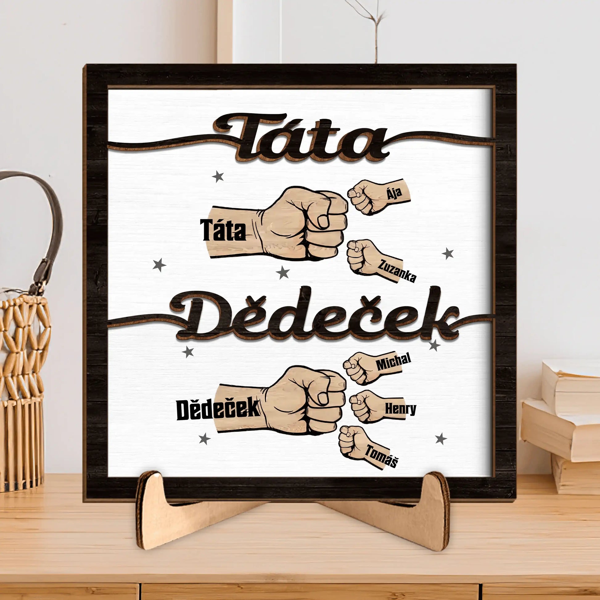 Dřevěná deska - Prvně Táta nyní Dědeček - až 8 vnoučat - Climo.cz