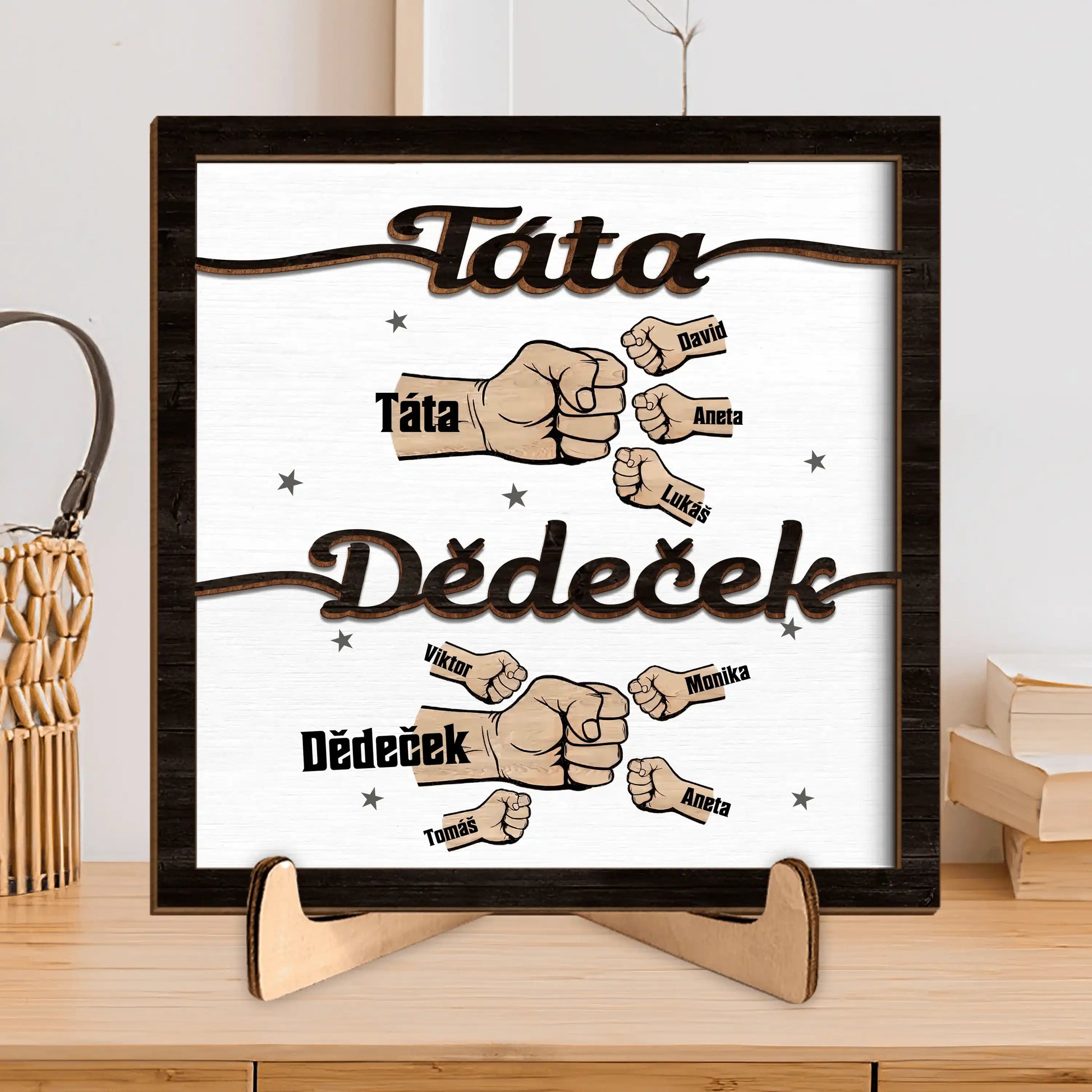 Dřevěná deska - Prvně Táta nyní Dědeček - až 8 vnoučat - Climo.cz