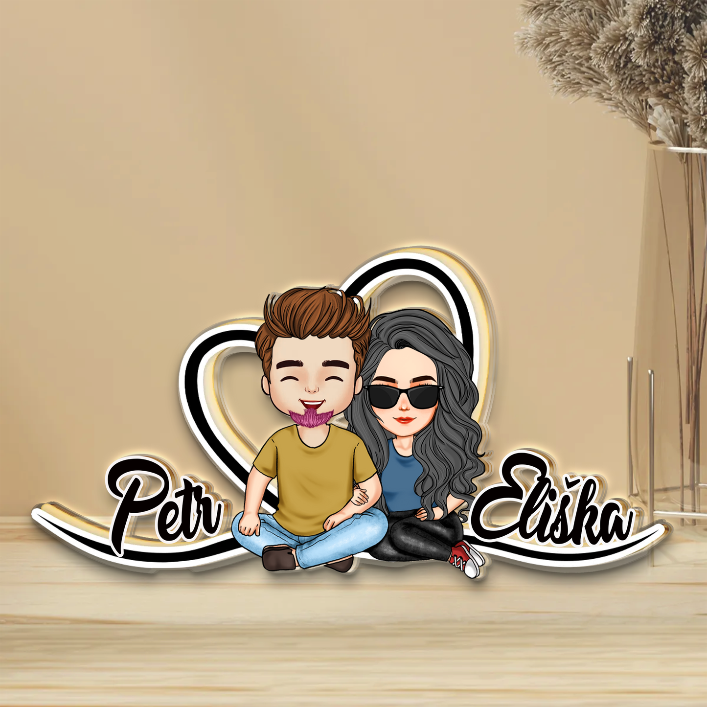 Akrylový plak - Srdce s jmény páru