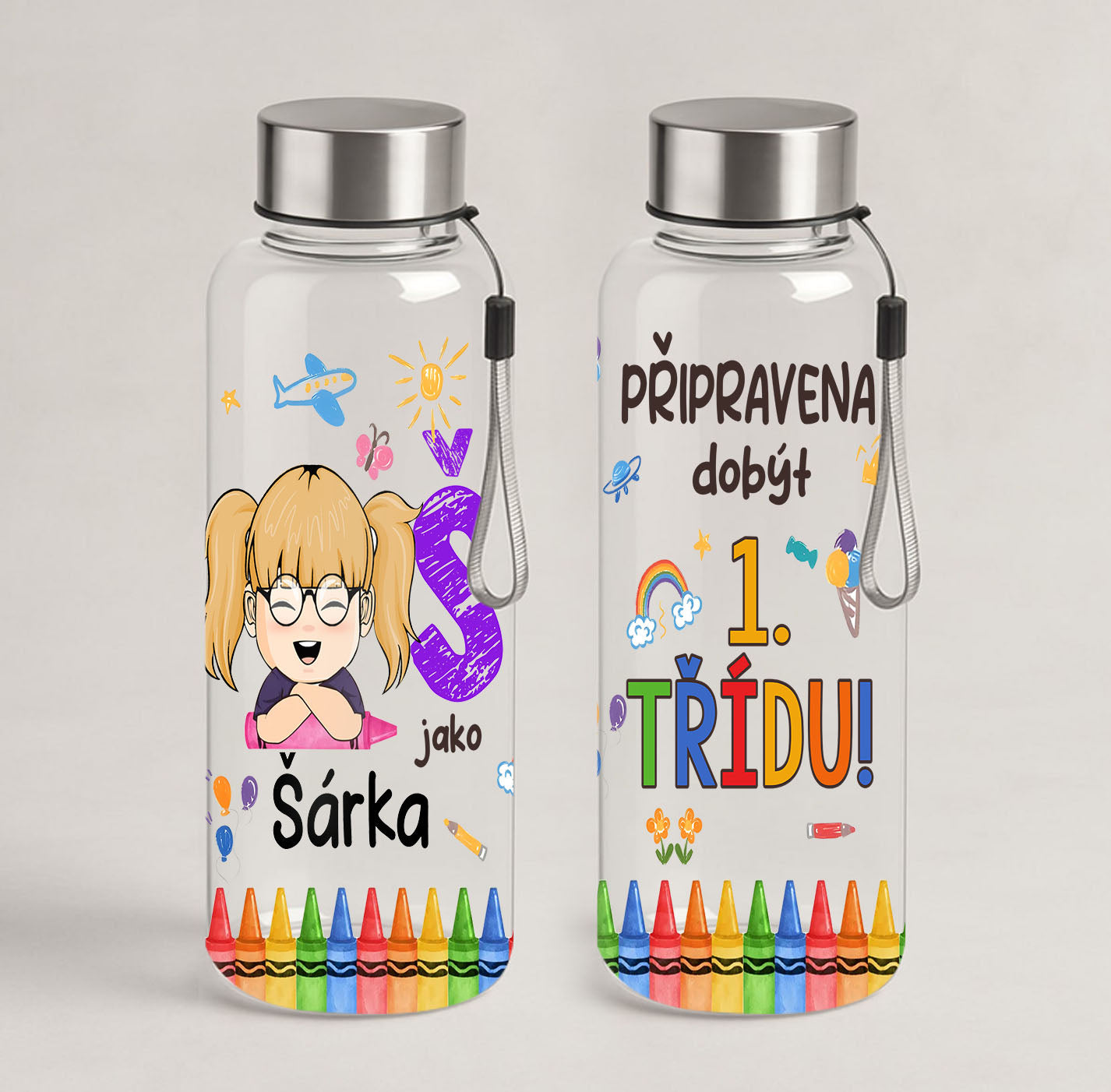 Tritánová láhev, 500 ml, transparentní, pro děti s vlastním jménem 4