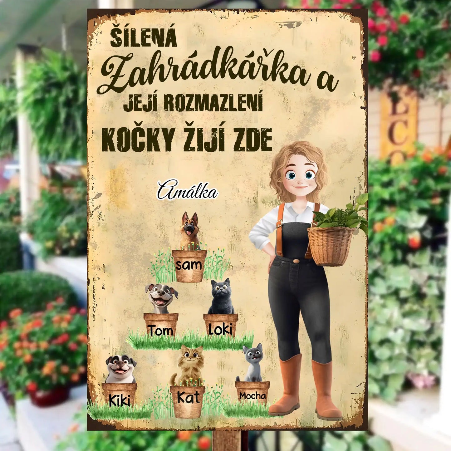 Dřevěné cedule - Šílená zahrádkářka a její