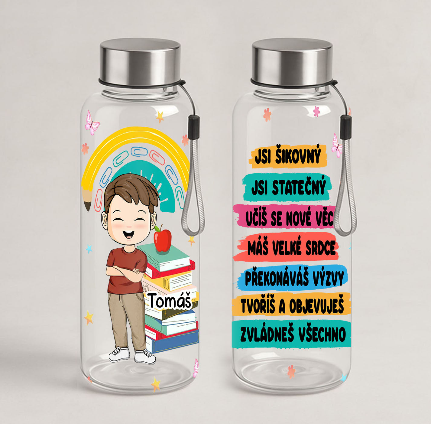 Tritánová láhev, 500 ml, transparentní, pro děti s vlastním jménem