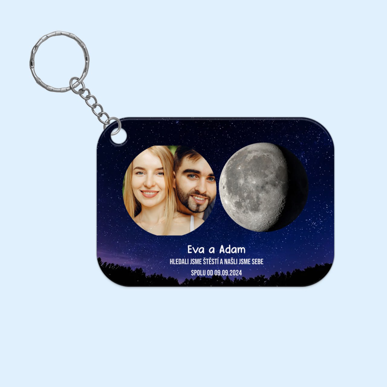 Sada 2ks klíčenek pro páry - Moon phase s fotkou