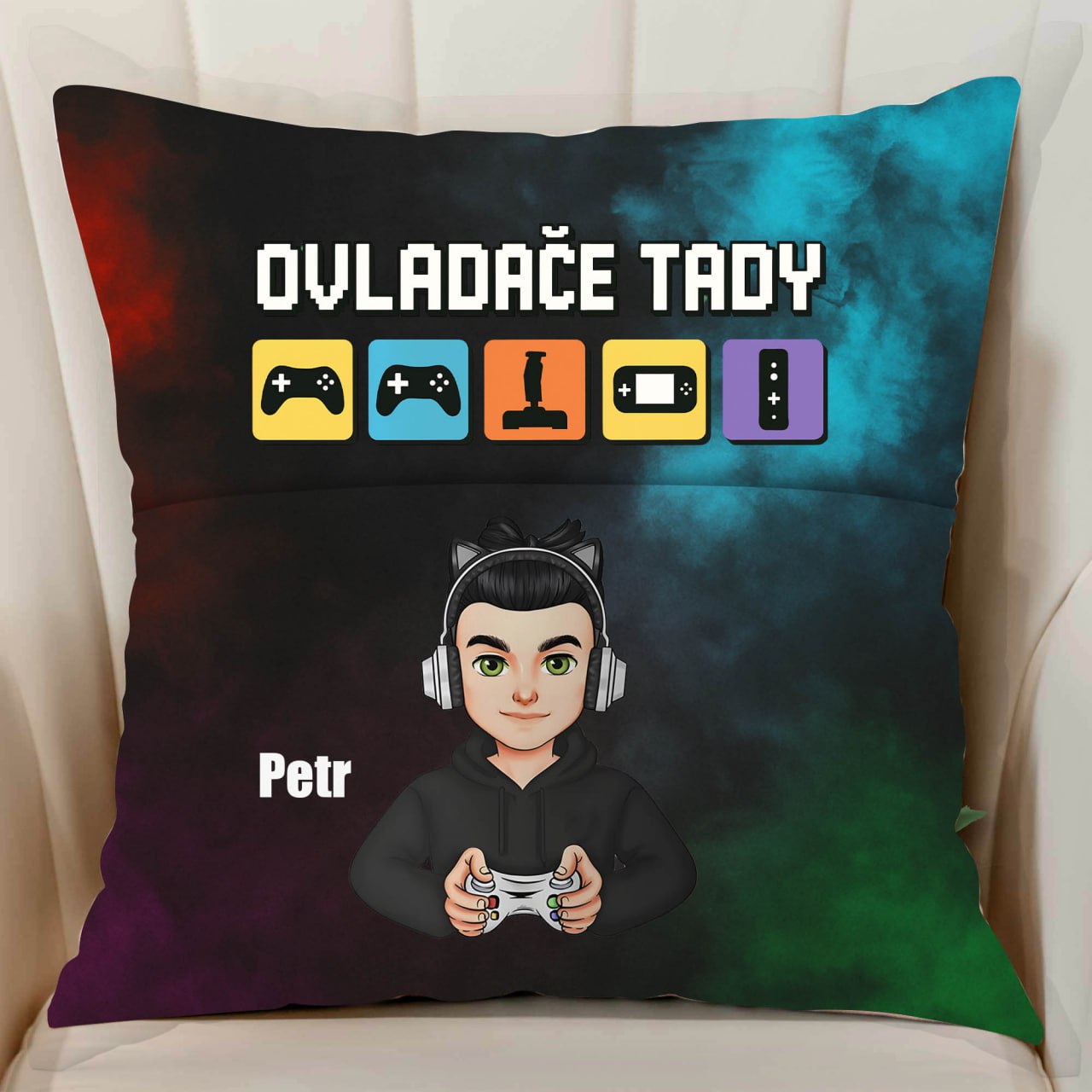 Polštář – pro gamera s přední kapsou