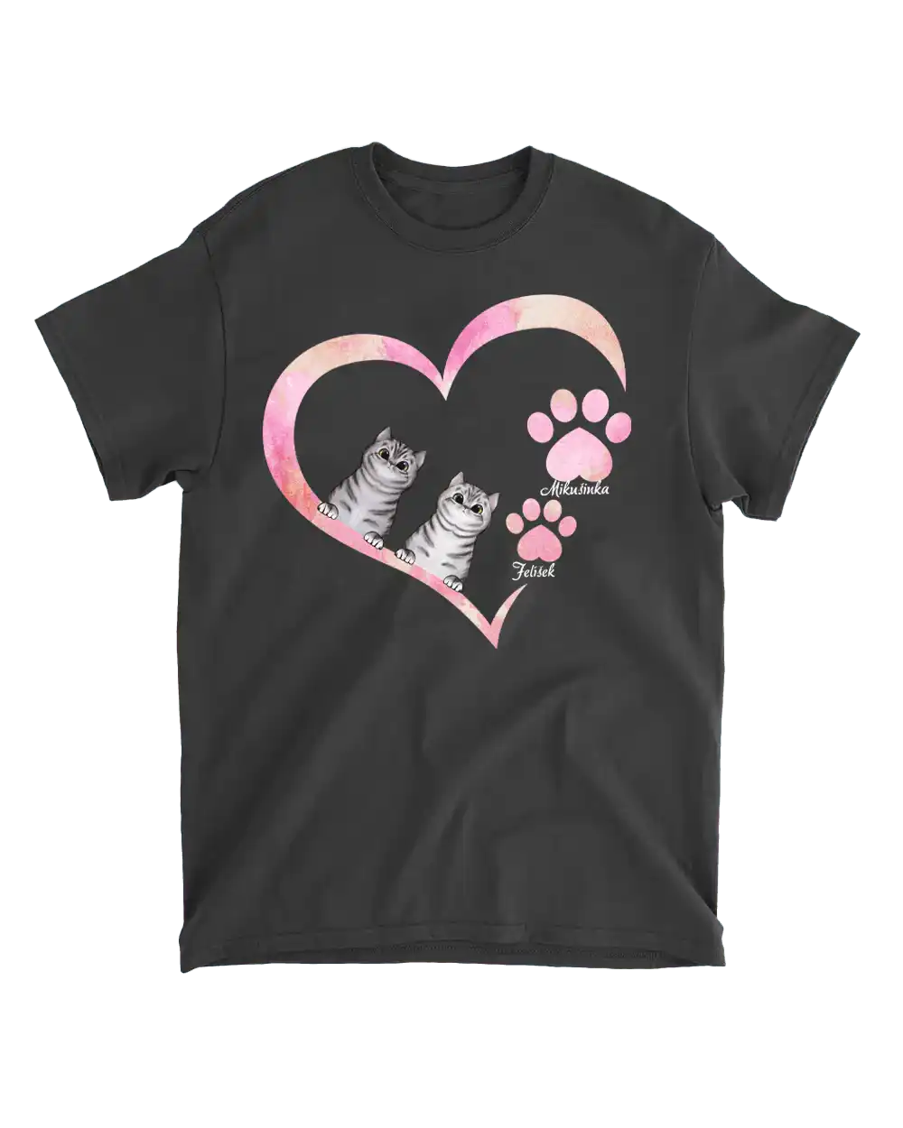 Tričko - Srdce a Kočičí tlapky - Až 4 kočky - Climo.cz