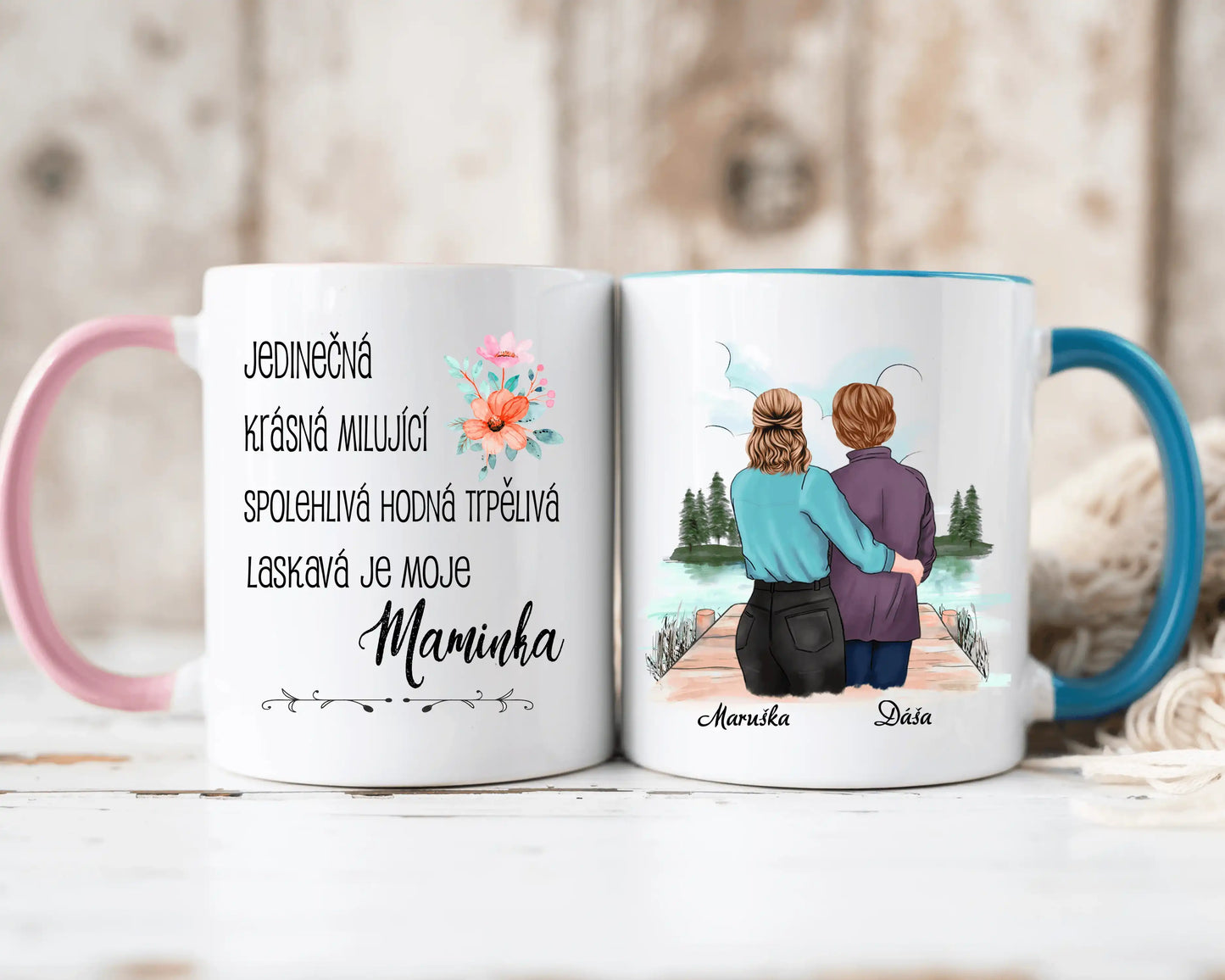 Hrnek - Matka a Dcera - Jedinečná, krásná, milující, spolehlivá, hodná, trpělivá a laskavá je moje maminka - Climo.cz