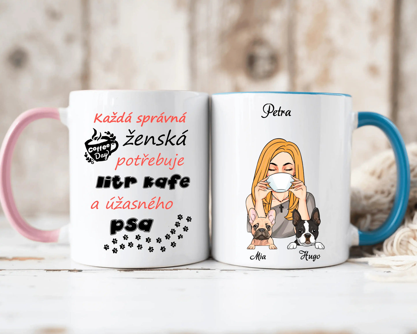 Hrnek - Psí máma - Každá správná ženská potřebuje litr kafe a úžasného psa - Climo.cz