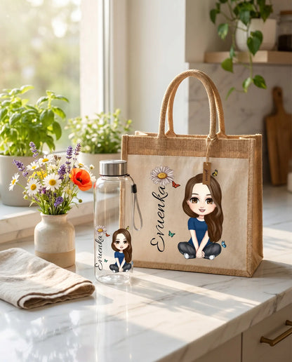 Personalizovaný set: Láhev na pití + Jutová taška 💛