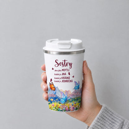 Dvoustěnný termohrnek 350 ml - Sestry jsou jako motýli