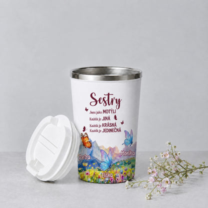 Dvoustěnný termohrnek 350 ml - Sestry jsou jako motýli