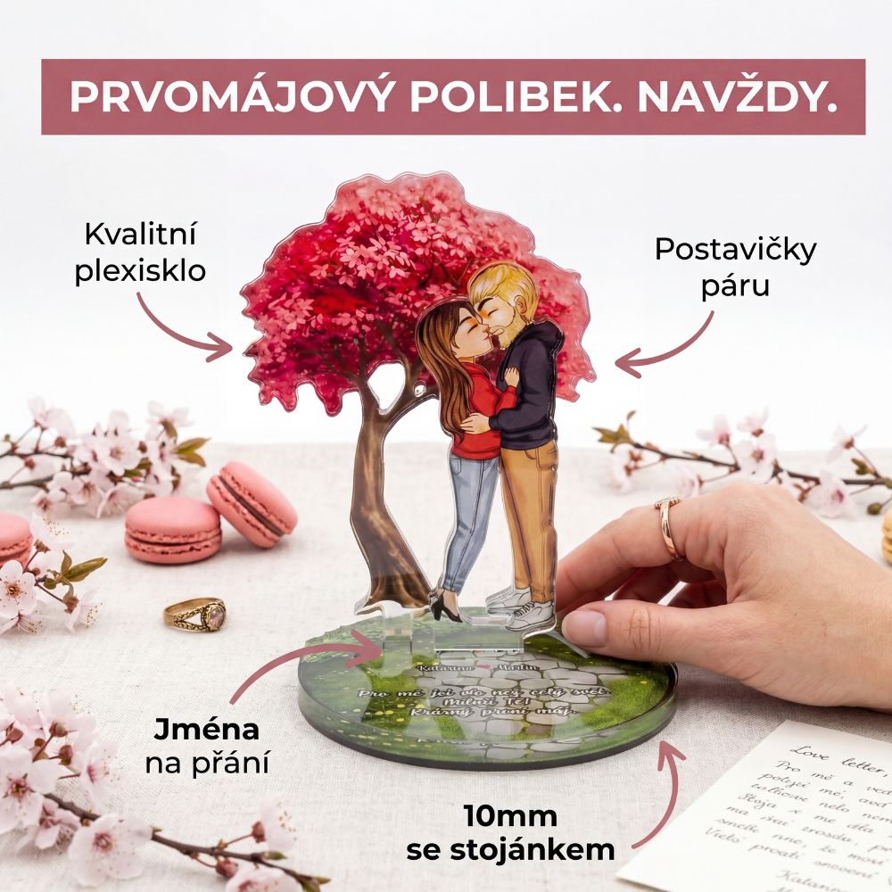 Personalizovaná akrylová plaketa s postavičkami – Třešňový strom lásky