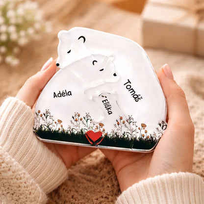 Akrylový plak - Puzzle medvědí rodinka v objetí