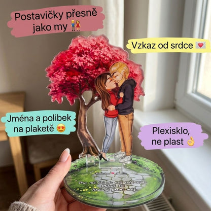 Personalizovaná akrylová plaketa s postavičkami – Třešňový strom lásky