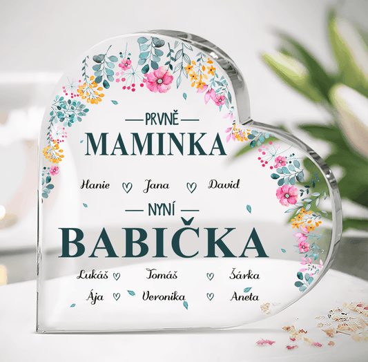Akrylový plak - Prvně máma nyní babička 2 - až 10 vnoučat - Climo.cz