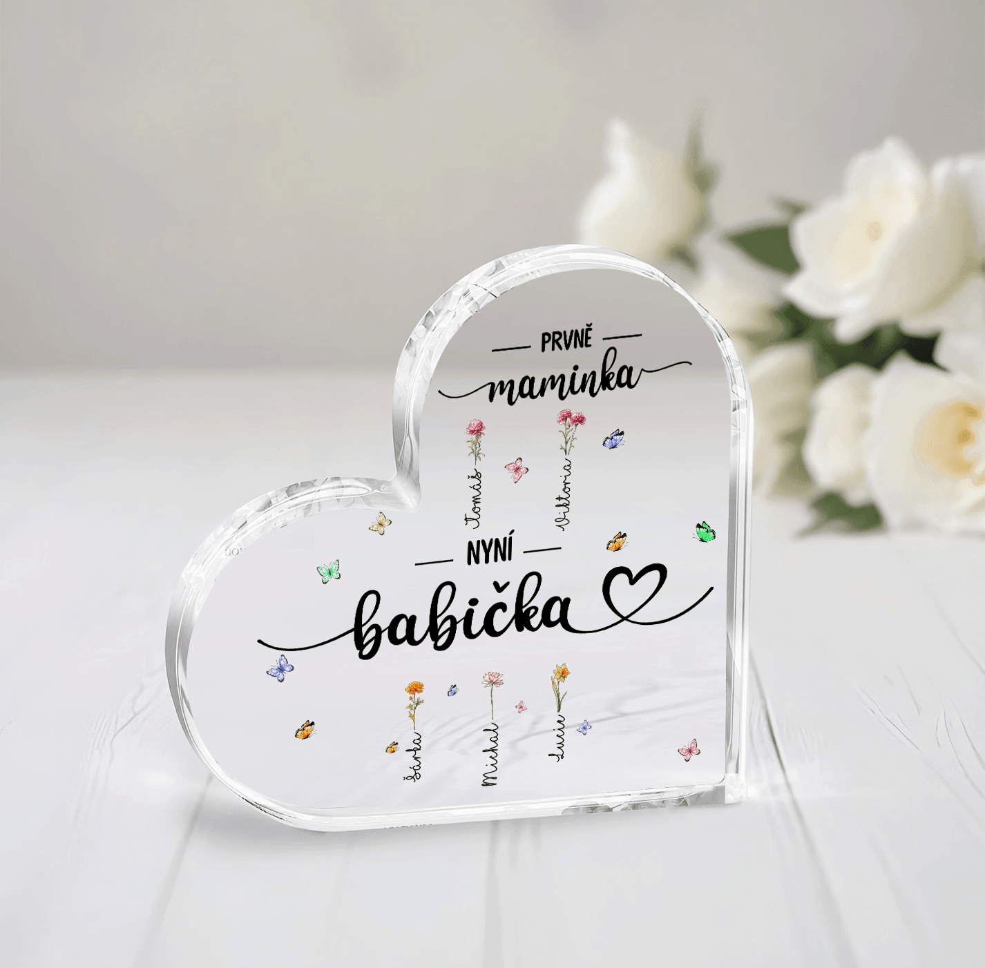 Akrylový plak - Prvně máma nyní babička - až 15 vnoučat - Climo.cz