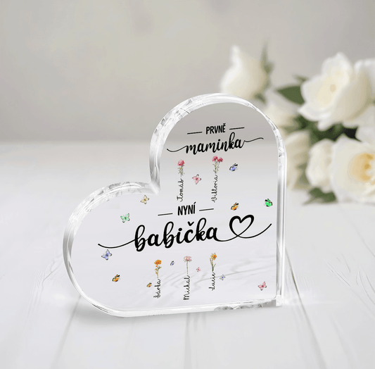Akrylový plak - Prvně máma nyní babička - až 15 vnoučat - Climo.cz