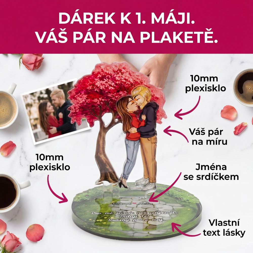 Personalizovaná akrylová plaketa s postavičkami – Třešňový strom lásky