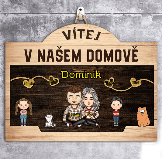 Dřevěná cedule na dveře - Domov je tam, kde jsme spolu 2 - Climo.cz