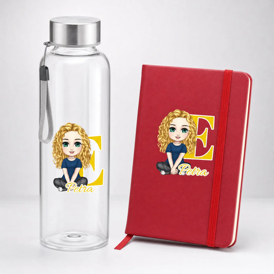 Personalizovaný set - Láhev na pití + Zápisník s vlastní postavičkou 3