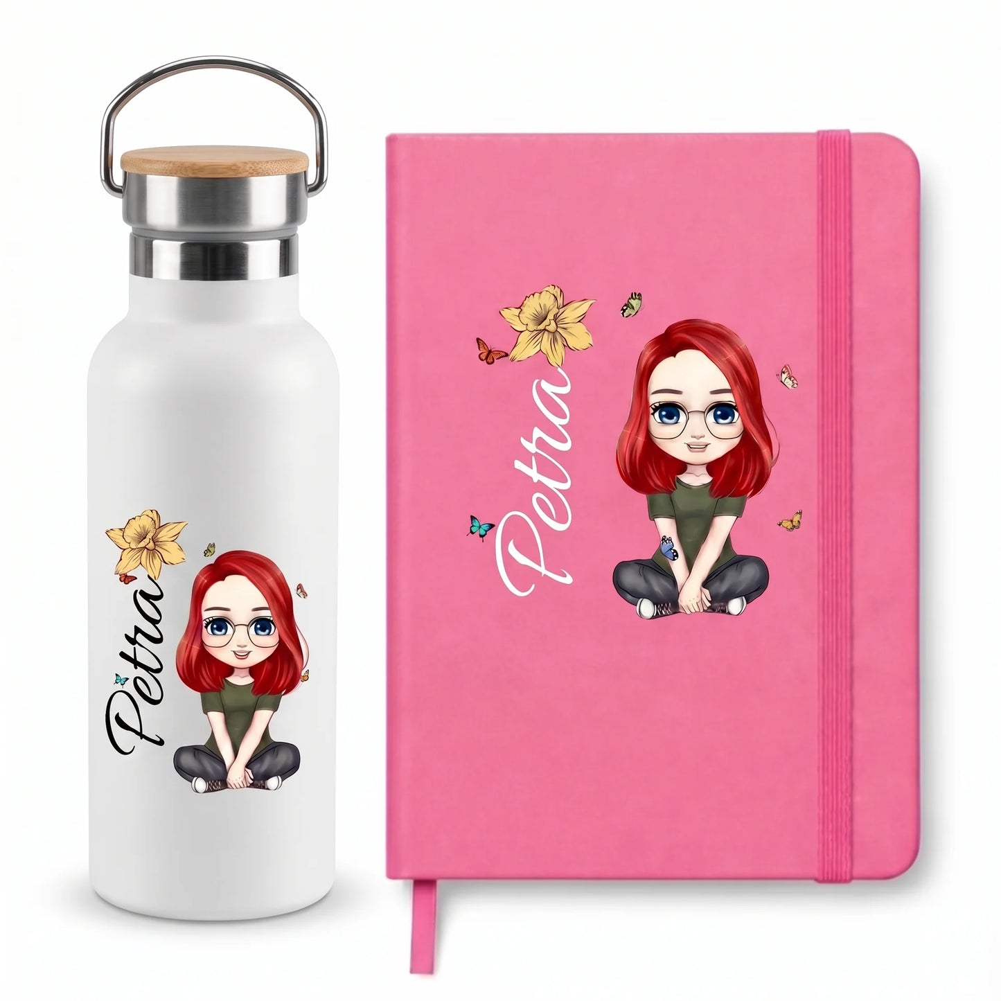Personalizovaná sada - Termoska 500 ml + Zápisník A5 s jménem a motivem