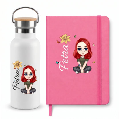 Personalizovaná sada - Termoska 500 ml + Zápisník A5 s jménem a motivem