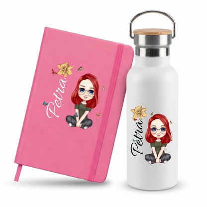Personalizovaná sada - Termoska 500 ml + Zápisník A5 s jménem a motivem