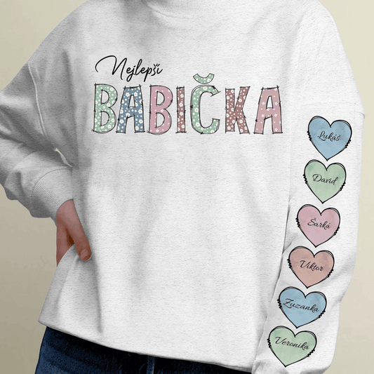 Mikina - Nejlepší Babička (Potisky na rukávu) - Až 10 dětí - Climo.cz