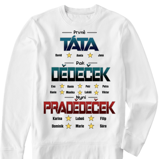 Mikina - Prvně Táta pak Dědeček nyní Pradědeček - až 6 pravnoučat - Climo.cz