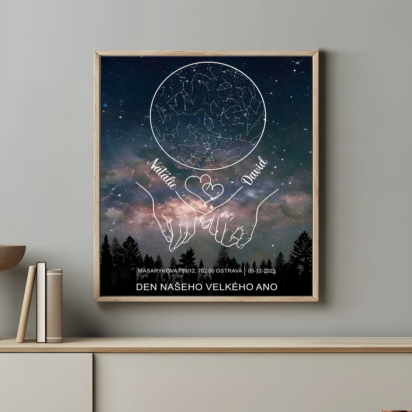 Plakat hvězdná mapa Vašeho okamžiku - Rám SOUČÁSTÍ balení