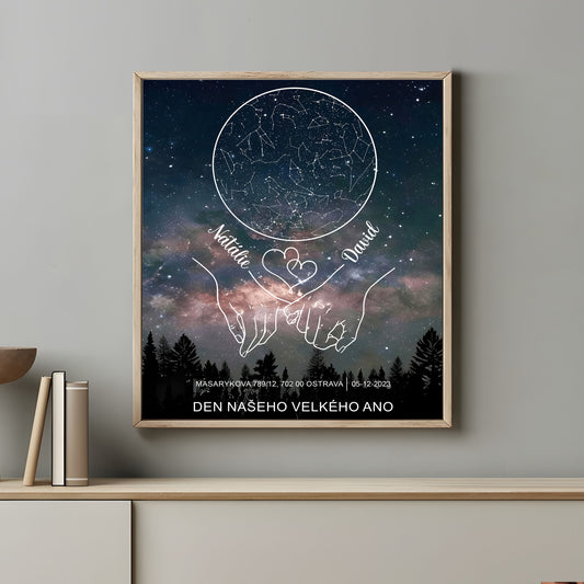 Plakat hvězdná mapa Vašeho okamžiku - Rám SOUČÁSTÍ balení