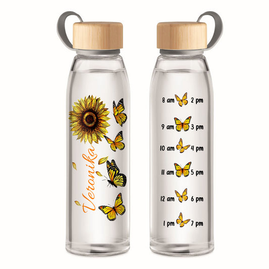 Skleněná 500 ml láhev, transparentní s vlastním jménem