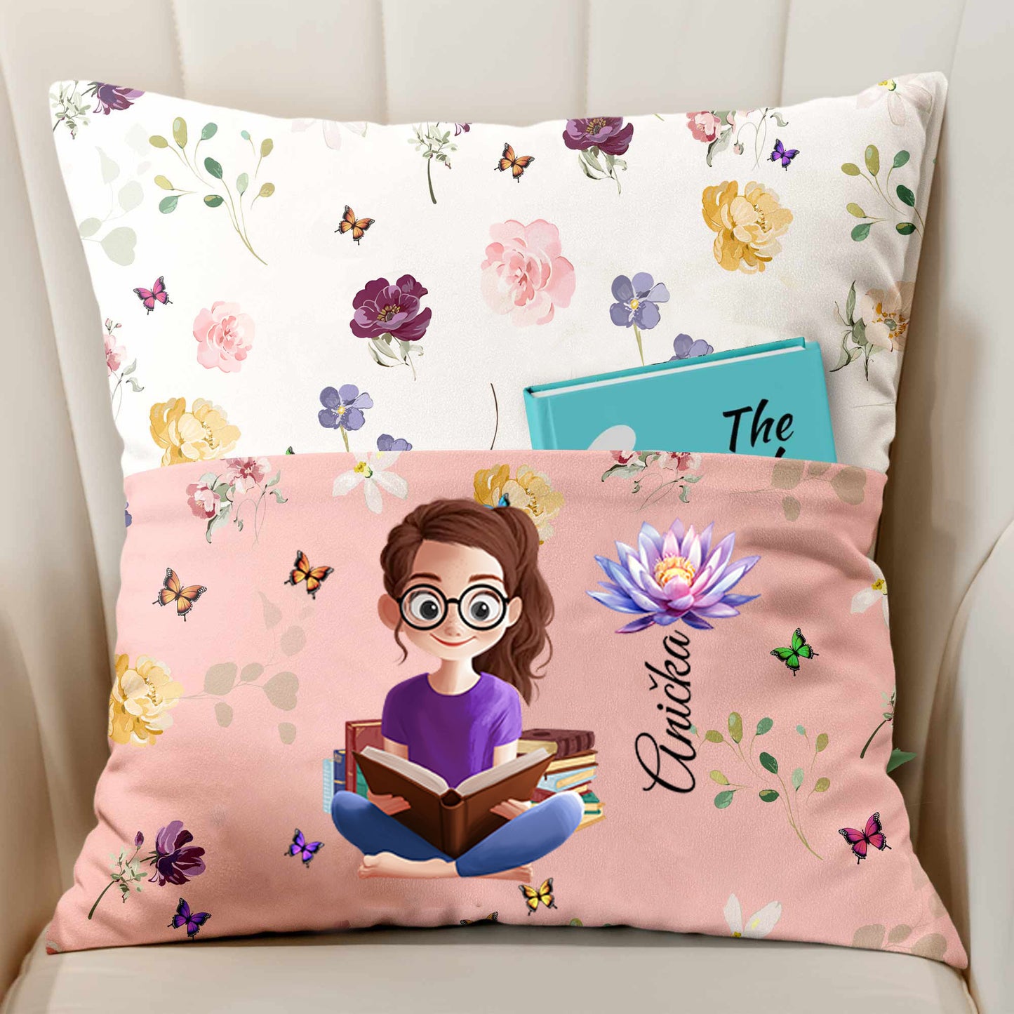 Polštář – Pro milovnice knih s přední kapsou