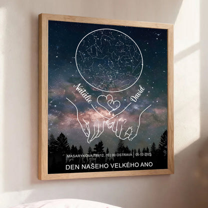 Plakat hvězdná mapa Vašeho okamžiku - Rám SOUČÁSTÍ balení