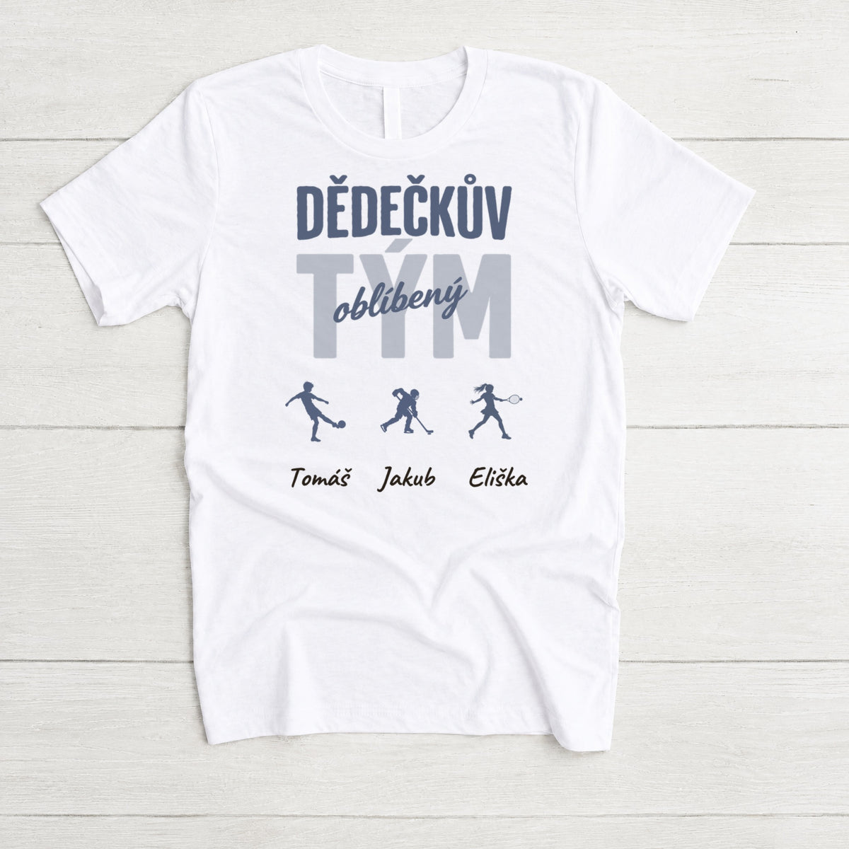 Tričko - Oblíbený tým - sportovní siluety - bílé, Dědečkův - Climo.cz