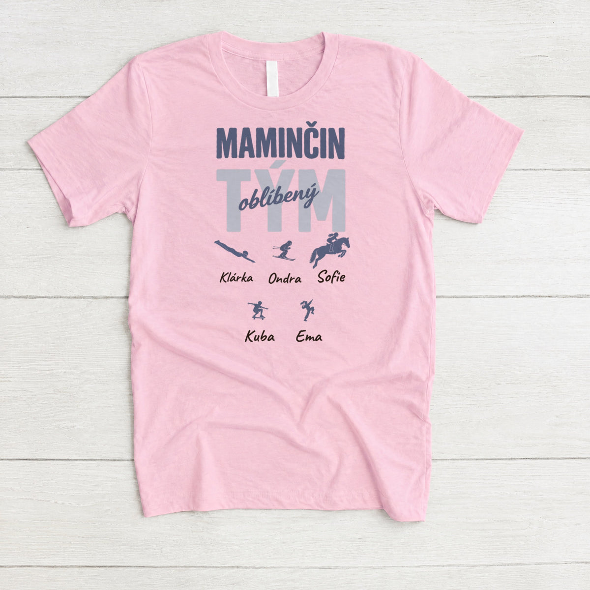 Tričko - Oblíbený tým - sportovní siluety - růžové, Maminčin - Climo.cz