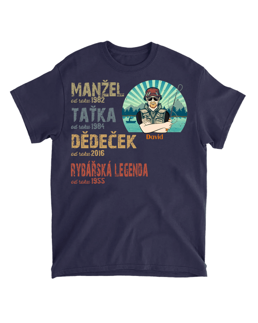Tričko - Manžel Taťka Dědeček Rybářská legenda - Climo.cz