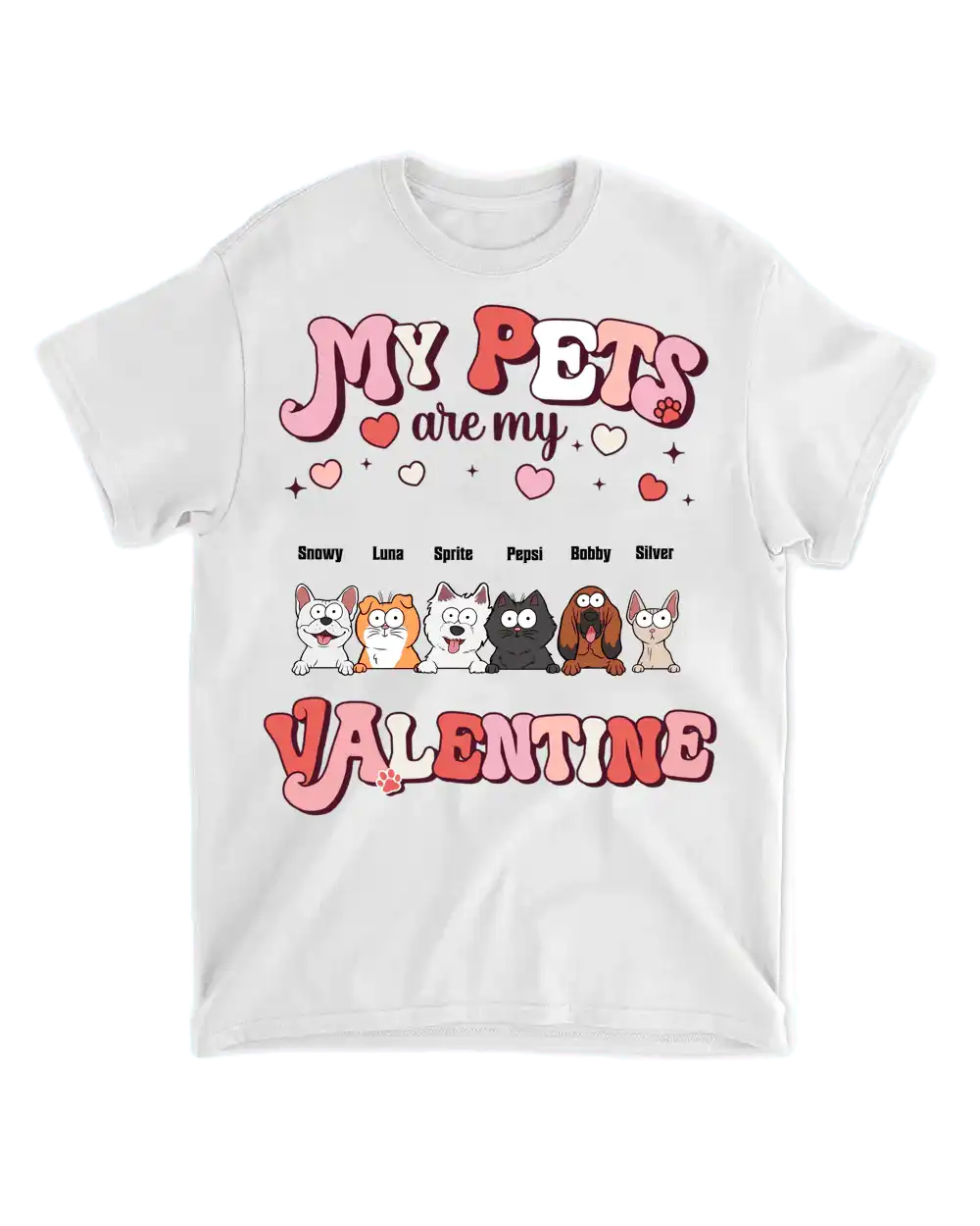 Tričko - My pets are my Valentine - až 6 mazlíčci - Climo.cz