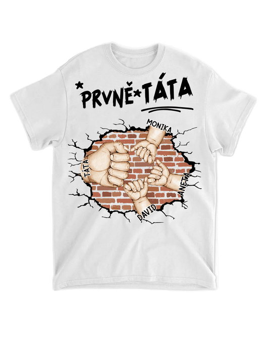 Tričko - Prvně Táta nyní Dědeček 2 - až 10 vnoučat - oboustranný tisk - Climo.cz