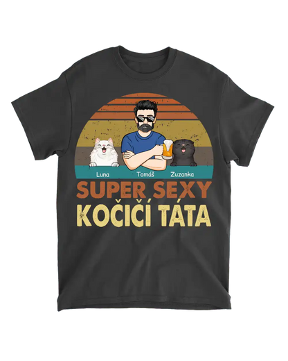Tričko - Super sexy kočičí táta - až 4 kočky - Climo.cz