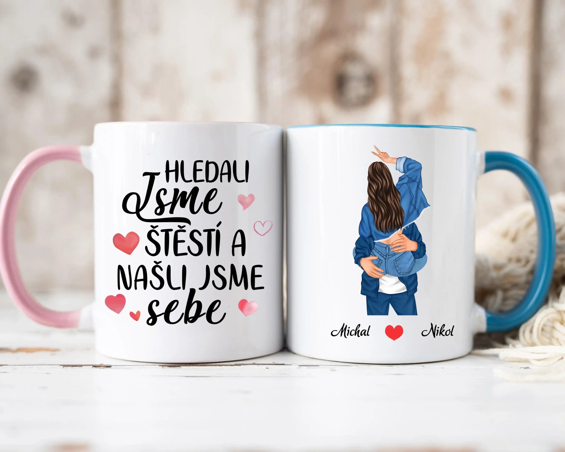 Hrnek - Líbající se pár 2. verze- Hledali jsme štěstí a našli jsme sebe - Climo.cz