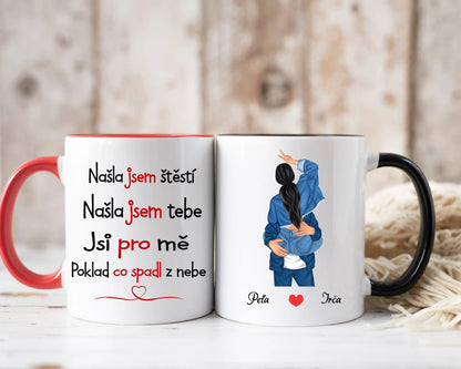 Hrnek - Líbající se pár 2. verze - Našla jsem štěstí. Našla jsem tebe. Jsi pro mě poklad, co spadl z nebe - Climo.cz