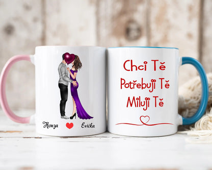 Hrnek - Líbající se pár - Chci tě. Potřebuji tě. Miluji tě - Climo.cz