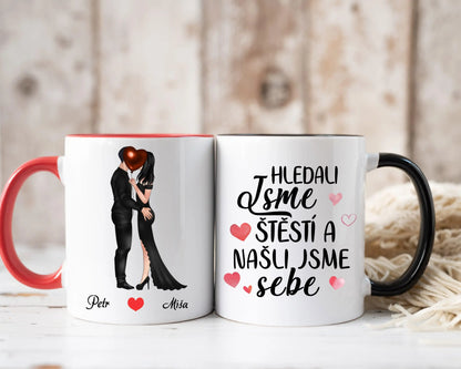 Hrnek - Líbající se pár - Hledali jsme štěstí a našli jsme sebe - Climo.cz