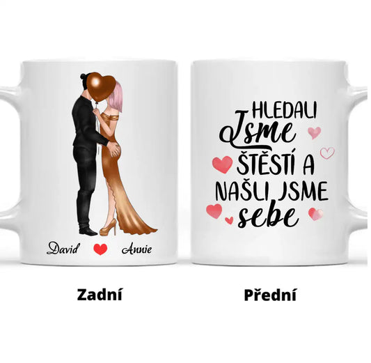 Hrnek - Líbající se pár - Hledali jsme štěstí a našli jsme sebe - Climo.cz