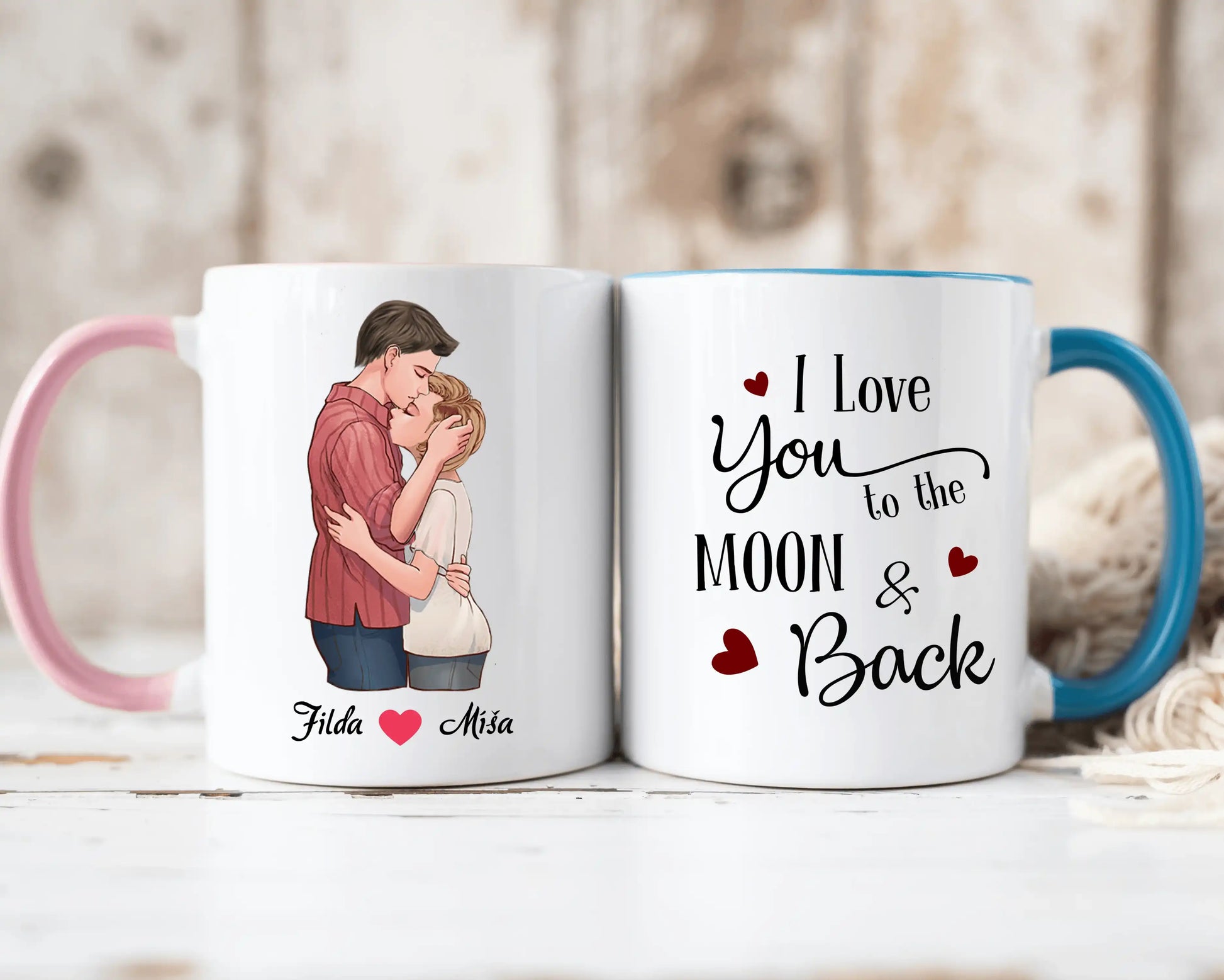 Hrnek - Objímající se pár - I Love You to the Moon and Back - Climo.cz