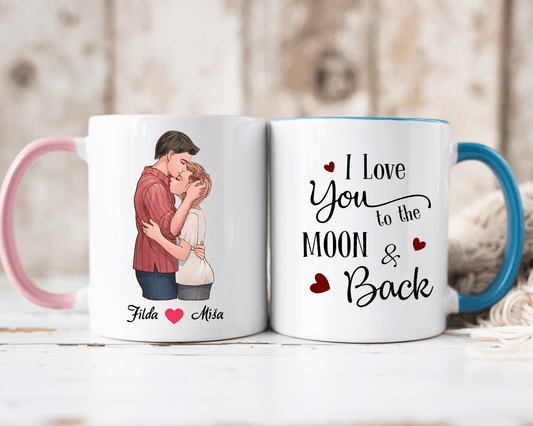 Hrnek - Objímající se pár - I Love You to the Moon and Back - Climo.cz